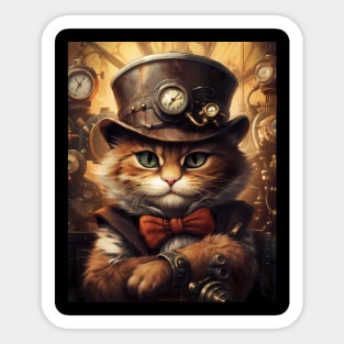 Stylish Steampunk Cat Sticker